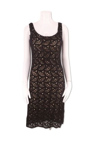 1990s Black Crochet Illusion Slip Dress Selected By Ritual Vintage