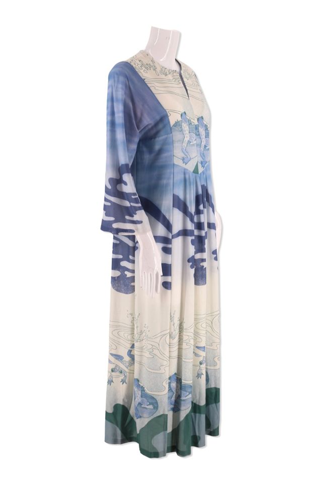 1970s Frog Print Caftan Dress Selected By Ritual Vintage #2