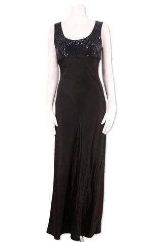 1990s Black Satin Bias Cut Slip Dress Selected By Ritual Vintage