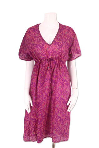 1990s Pink Silk Print Beach Cover Up Selected By Ritual Vintage