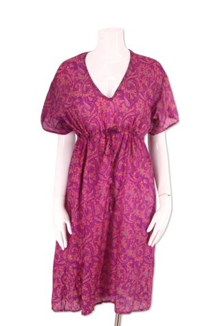 1990s Pink Silk Print Beach Cover Up Selected By Ritual Vintage