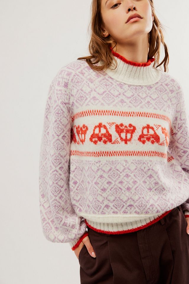 Intimately Free People Away With Me Sweater knit Fair Isle