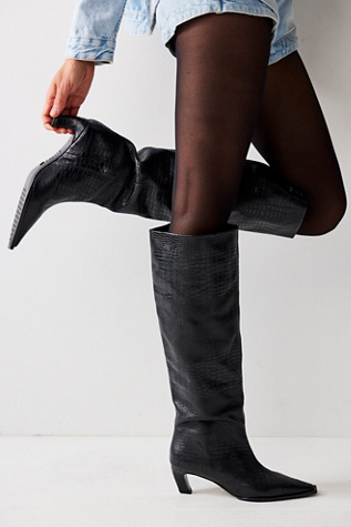 Camila Tall Boots By Vicenza At Free People In Black Croc, Size: US 7