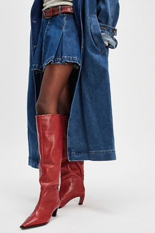 Camila Tall Boots By Vicenza At Free People In Red Croc, Size: US 9