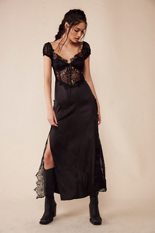 For Love & Lemons Casey Maxi Dress at Free People in Black, Size: Large