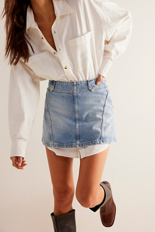 We The Free Runaway Denim Skirt at Free People in Open Sky, Size: 31