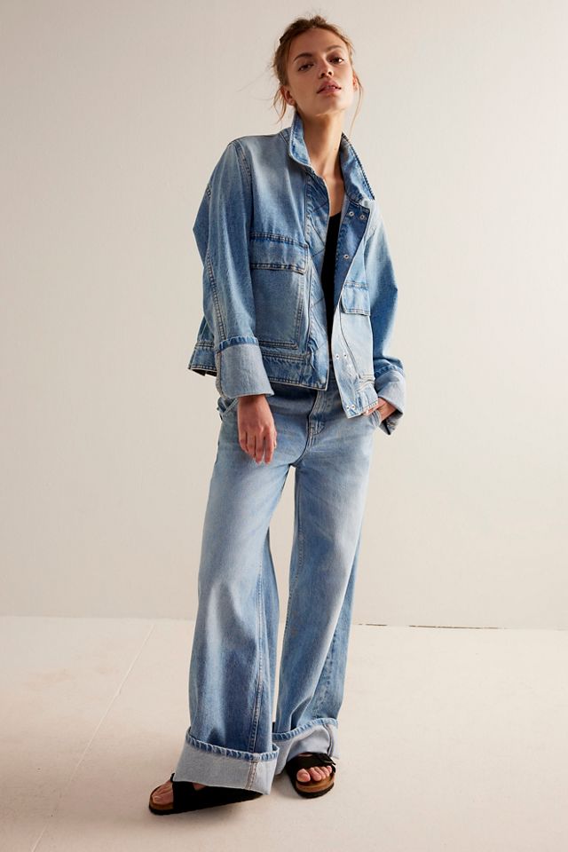 Free people 2024 long jean jacket