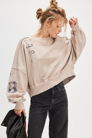 Gaia Sweatshirt At Free People In Mushroom, Size: Large