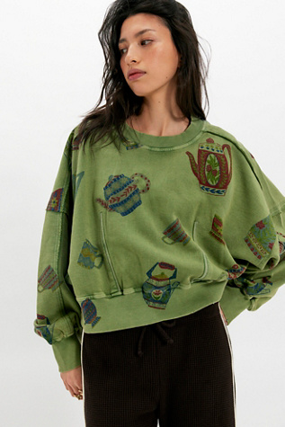 Gaia Sweatshirt by Free People in Green, Size: L