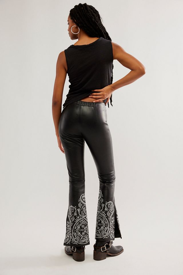 Understated Leather Embroidered Moto Pants #1