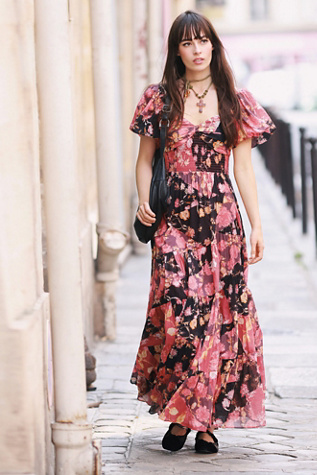 Free People Womens Silk Shirt Dress in Red