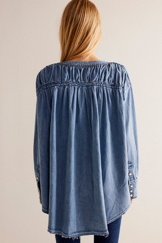 Free People About You Denim Babydoll Tunic by Free People, Blue Chill, XL -  ShopStyle Tops