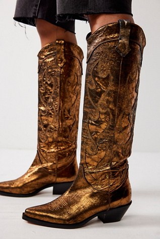 Moody Metallic Cowboy Boots by FP Collection at Free People in Gold, Size: US 8