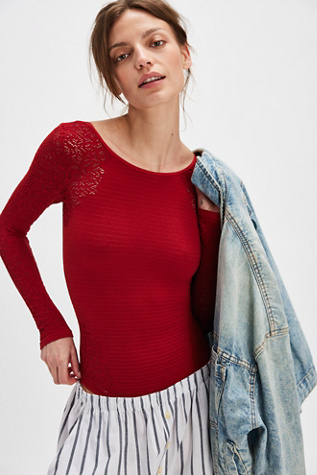 Coffee Chat Bodysuit by Intimately at Free People in Rubies, Size: M/L