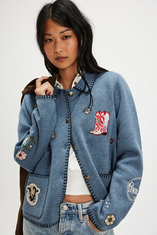 Pendleton Souvenir Cardi at Free People in Blue, Size: S