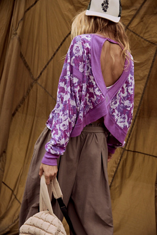 My Time Printed Layer Top by FP Movement at Free People, Camo Rose Violet Combo, L