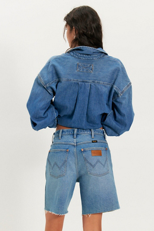 Wrangler Mid-Thigh Cowboy Shorts at Free People in Blue, Size: 25