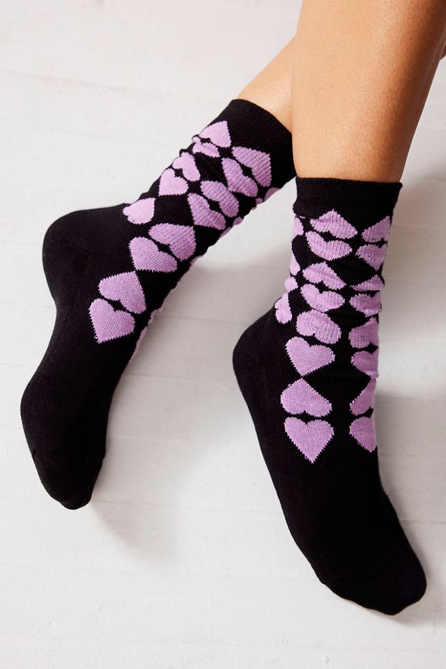 Chaussettes ornées de cœurs violets Socksss #1