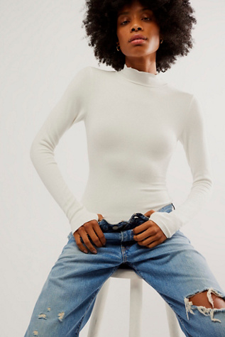 Super Soft Turtleneck Bodysuit by Intimately at Free People in Ivory, Size: Large