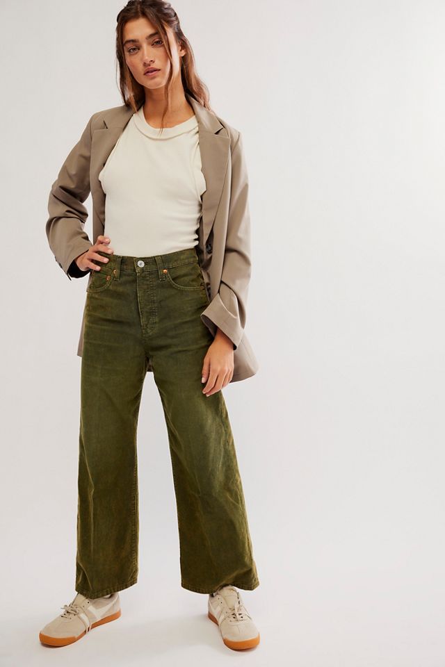 RE/DONE High Rise Wide Leg Crop Corduroy Pants