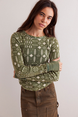 We The Free Pretty Little Thermal at Free People in Pine Combo, Size: Medium