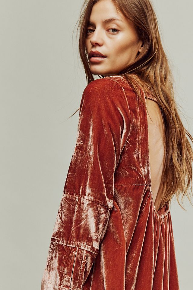 Free people clearance red velvet dress