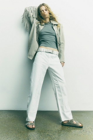 We The Free Risk Taker Mid-Rise Jeans at Free People in White, Size: 29 S