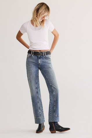 Free People High Rise Jeans - Light Washed Distressed Jeans - Lulus