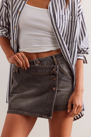 We The Free Wynne Denim Skirt at Free People in Archive Grey, Size: 33