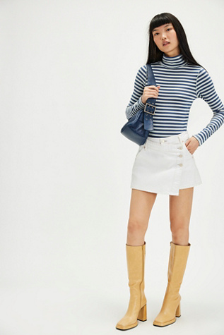 We The Free Wynne Denim Skirt at Free People in White, Size: 32