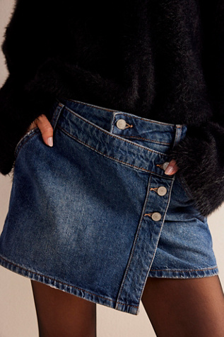 We The Free Wynne Denim Skirt at Free People in Dark Indigo, Size: 32