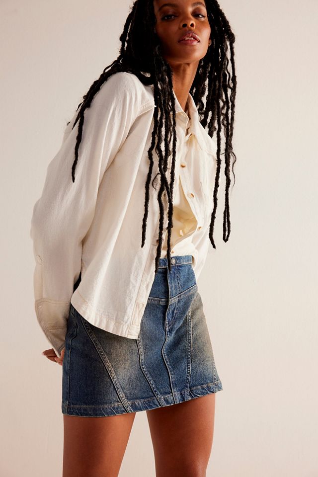 We The Free Cobra Denim Moto Mini Skirt #2