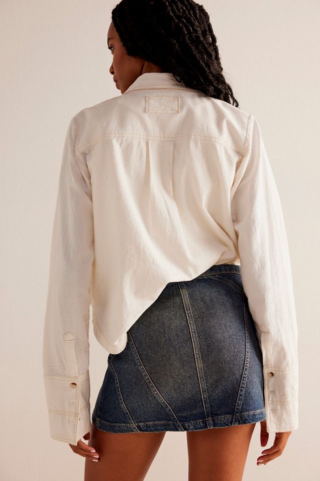 We The Free Cobra Denim Moto Mini Skirt #1