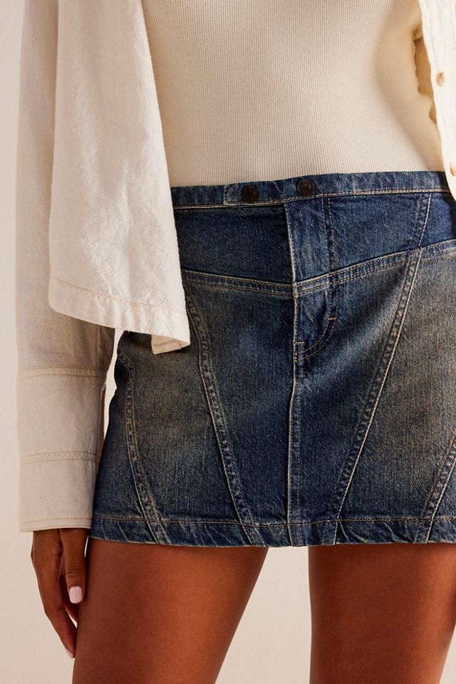 We The Free Cobra Denim Moto Mini Skirt #3