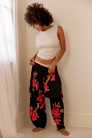 Bright Blooms Crop Harem Pants by Intimately at Free People in Black Combo, Size: Small