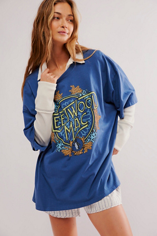 Daydreamer Fleetwood Mac Flower Tee at Free People in Washed Denim