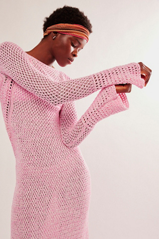 white christmas dresses Pink Dress - Crochet Mini Dress - Dress