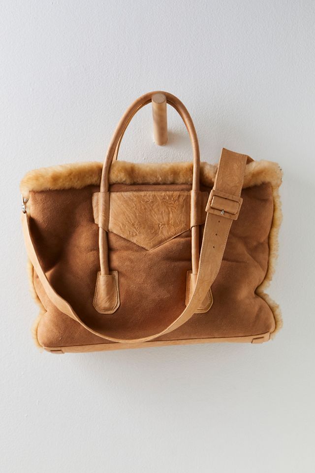 shearling tote bag