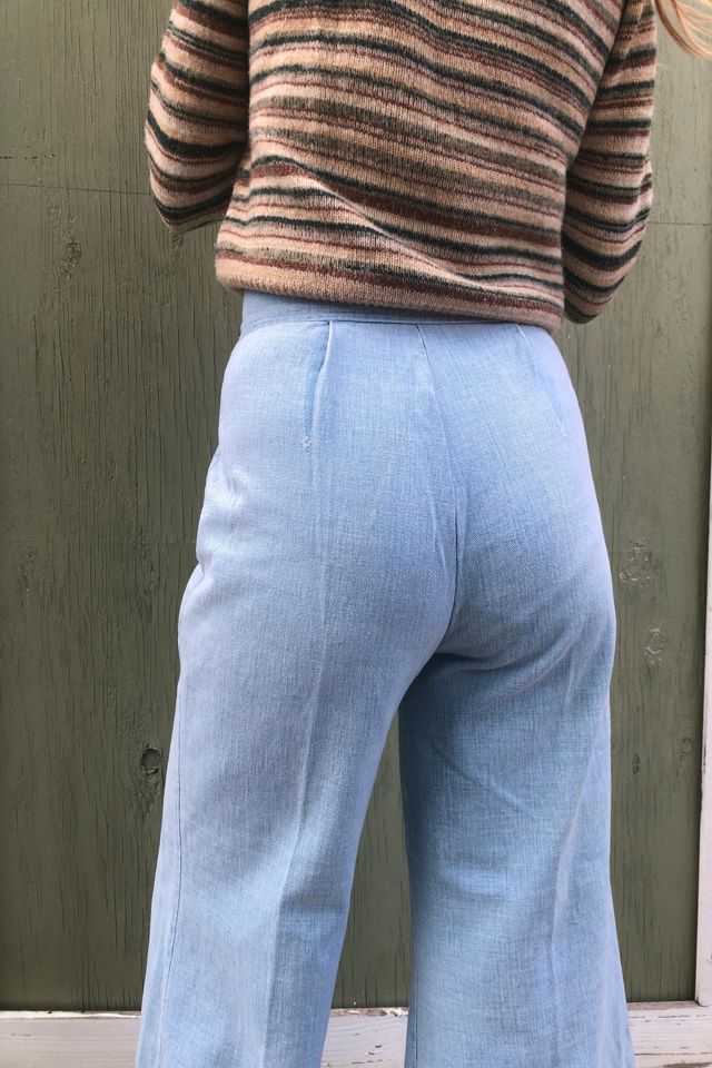 【70s】Vintage Wool Wide Trousers OptiZip Vintage 60s 70s Streetwear Mens 36x32 Heavy Wool Wide Leg