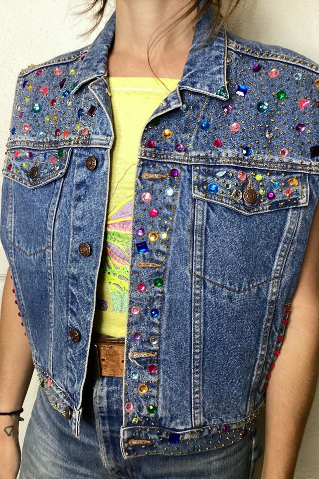 1980s Bedazzled Denim Vest Selected by Cherry | Free People