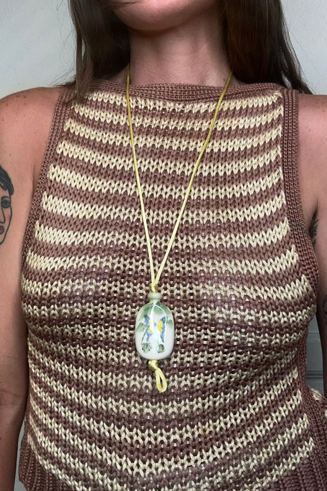 1960s Ceramic Butterfly Pendent Necklace Selected by Cherry #3