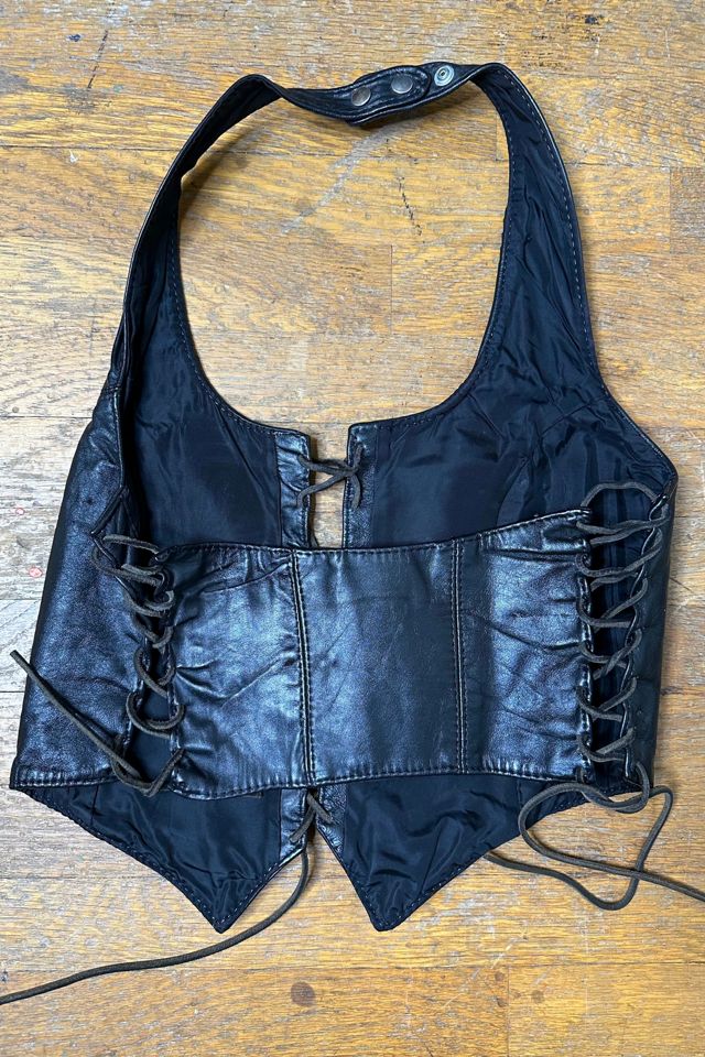 1970s Black Leather Biker Halter Selected by Cherry #2
