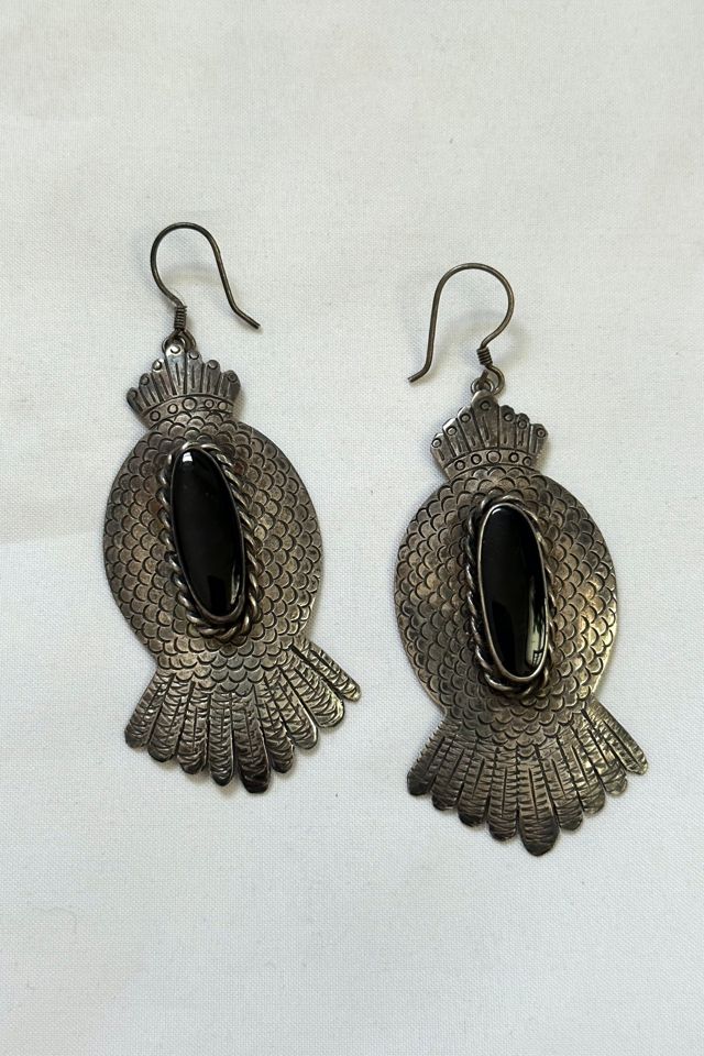 Sterling Silver Southwest Earrings with Black Stone Selected by Cherry #1