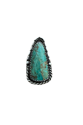 Vintage 1970's Sterling Silver Triangle Turquoise Statement Ring Selected By Afterlife Boutique
