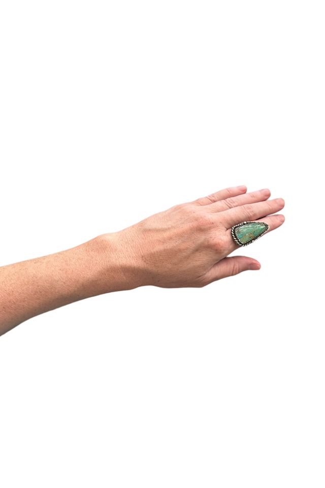 Vintage 1970's Sterling Silver Triangle Turquoise Statement Ring Selected By Afterlife Boutique #1