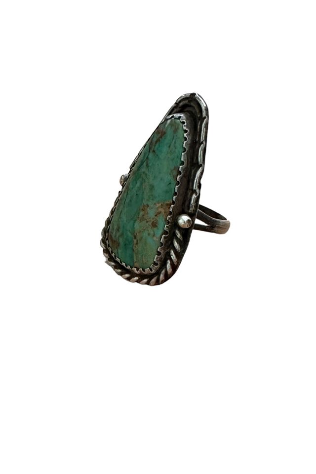 Vintage 1970's Sterling Silver Triangle Turquoise Statement Ring Selected By Afterlife Boutique #2