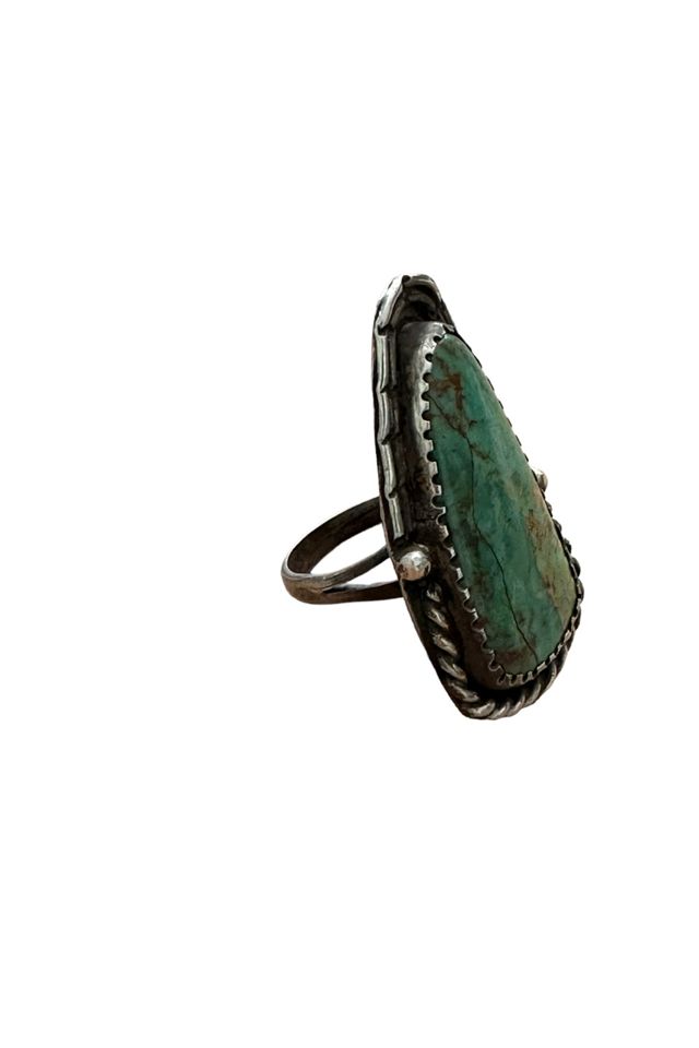 Vintage 1970's Sterling Silver Triangle Turquoise Statement Ring Selected By Afterlife Boutique #3