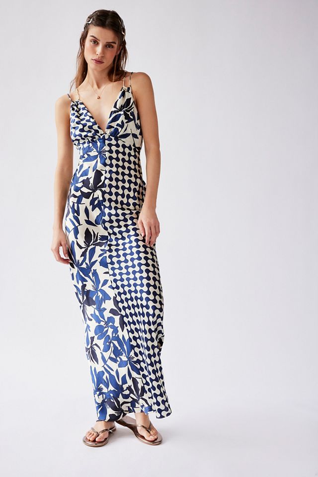 free people see it through floral maxi dress FREE PEOPLE Maxi BLUEBELL Patchwork Tiered Dress – Silver Accents