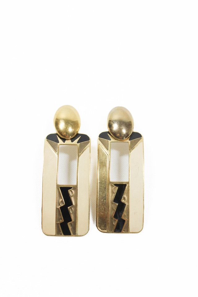 1980s Art Deco Statement Earrings Selected By Moons + Junes Vintage #1