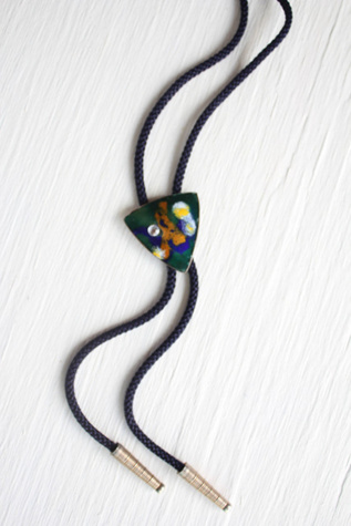 Vintage Western Art Rhinestone Bolo Tie Selected By Moons + Junes Vintage